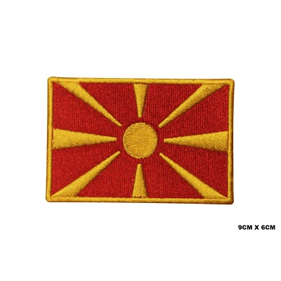 Mazedonien Flagge gestickt Aufnäher Bügelbild/Aufnähen Patch für Kleidung