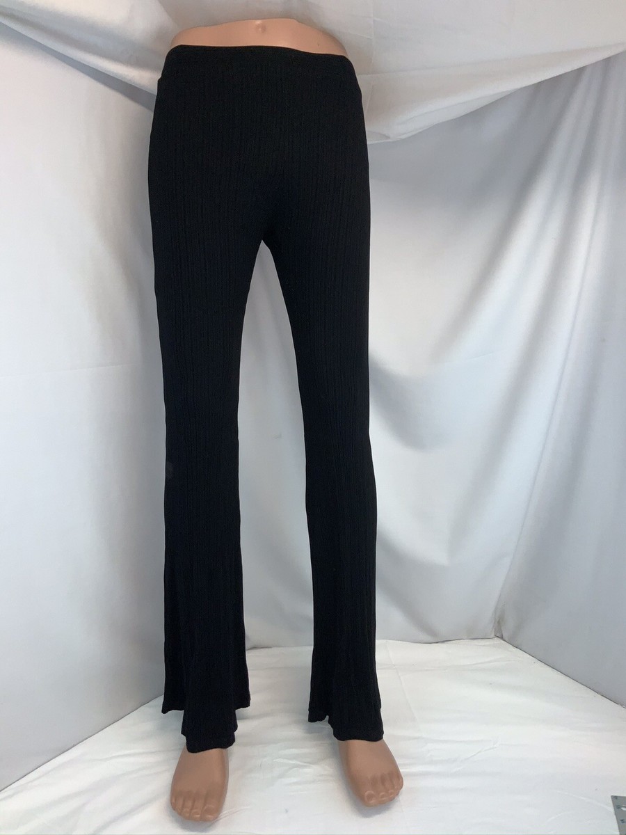 Bershka Stretch Pants L Women Black Viscose Bootcut Flare