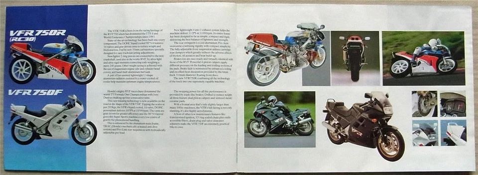 HONDA SPORTS & TOURING MOTORCYCLES Sales Brochure 1988 NTV600J CBR1000F XBR500S+ - Image 3 of 4