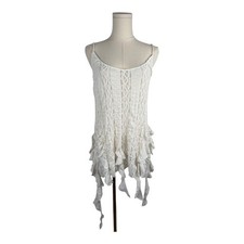 Zara White Lace Ruffle Hem Camisole Tank Top Large NWT