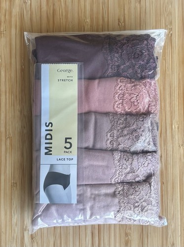 5 Pack George Lace Top MIDI Briefs Knickers Size 20 - Picture 2 of 4