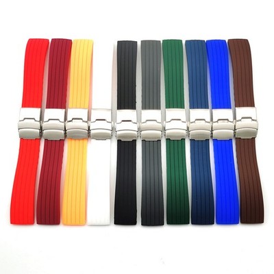 18mm 20mm 22mm 24mm Armband Silikonkautschuk Uhrenarmband Armband Faltschließe