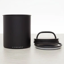 Coffee Storage Canister Alloy Steel 2.2 lbs Large Airless Freshness Black