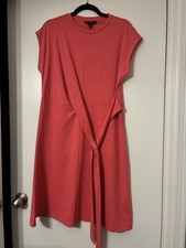 Banana Republic Stretch Wrap Dress Size Small Pink Cross Tie Waist Knee Length