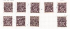 1913-36 KING GEORGE V HEADS 1 1/2d SET 9 PRE-DECIMAL STAMPS WITH VARIATIONS #27