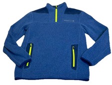 Vineyard Vines Quarter Zip Fleece Pullover Boys SMALL Blue Navy Neon Green