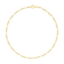 10K Yellow Gold 2mm Figaro Link Italian Chain Bracelet Mens Womens 7.5"