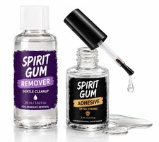 Spirit Gum Adhesive and Remover Kit, Cosmetic Glue for Face, Skin, Body Str...
