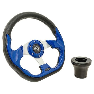 GTW 12.5 Inch Blue Racer Golf Cart Steering Wheel for EZGO TXT (1994.5 - Up)
