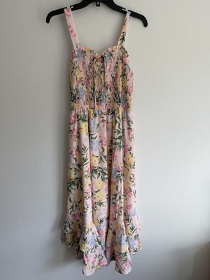 Grace Karin Floral Maxi Dress Pink adjustable straps Medium