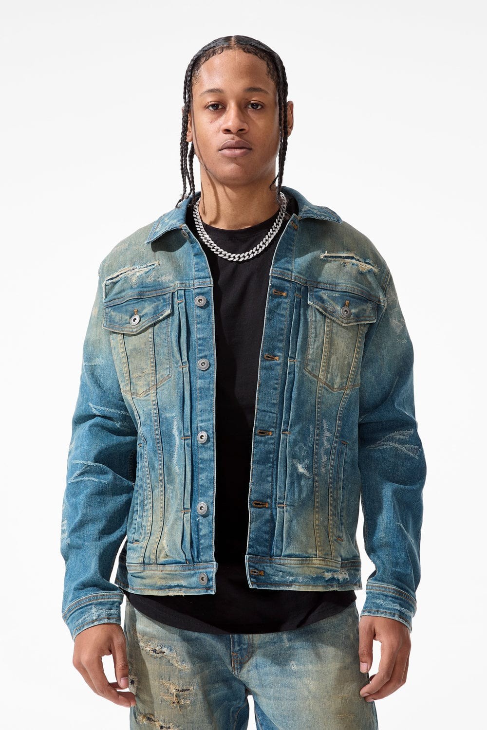 's Hudson Denim Jeans Trucker Jacket Mesa Wash Blue