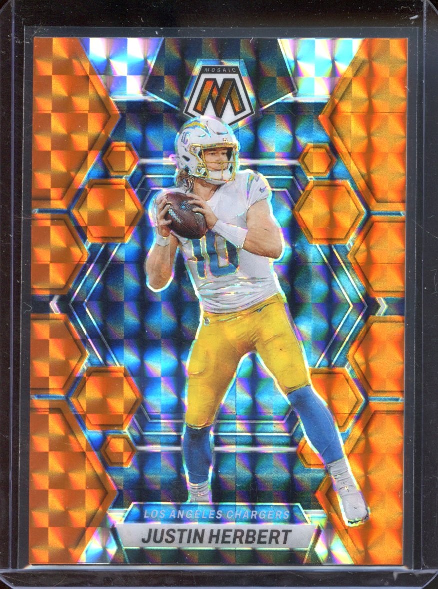 2023 Panini Mosaic #127 Justin Herbert Orange Mosaic #/199