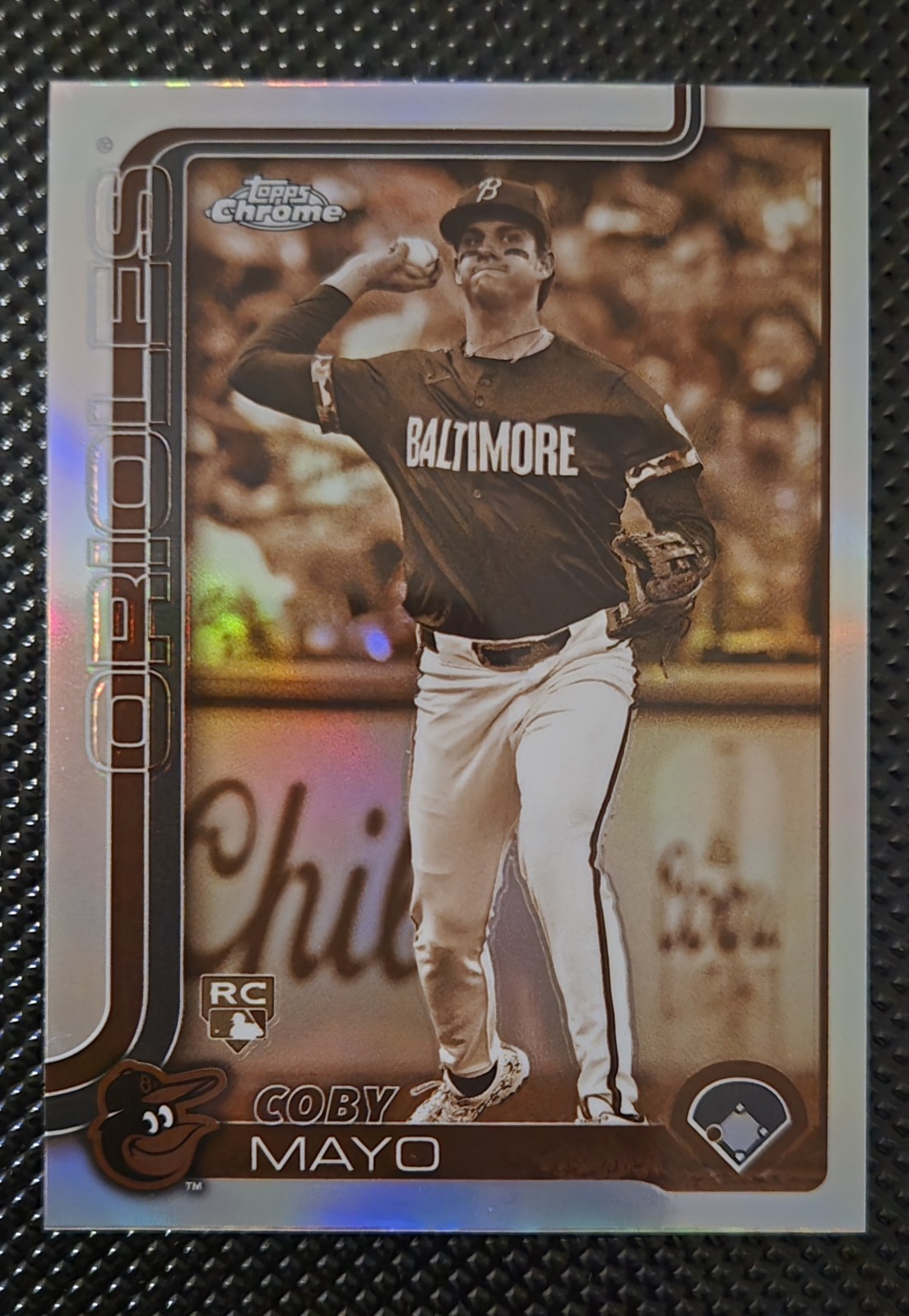 2025 Topps Chrome - Coby Mayo #120 Rookie Sepia Refractor (RC), Orioles 