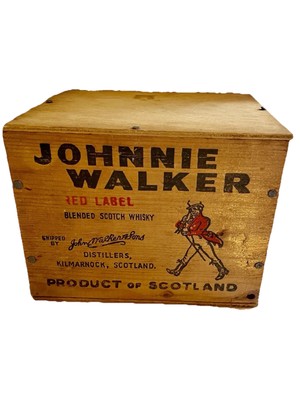 Johnnie Walker Red Label Whisky Cedar Wooden Box 12 - 1/10 Pint Bottle Crate NIB