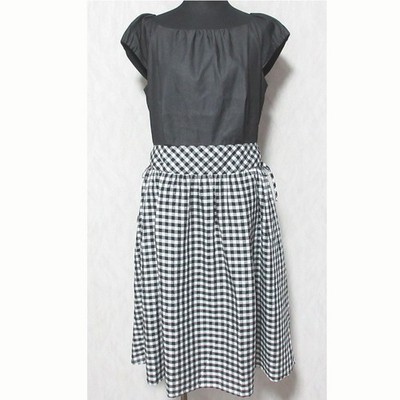 TOCCA French Sleeve Gingham Check Dress Size 4 Gray Black White Women USED