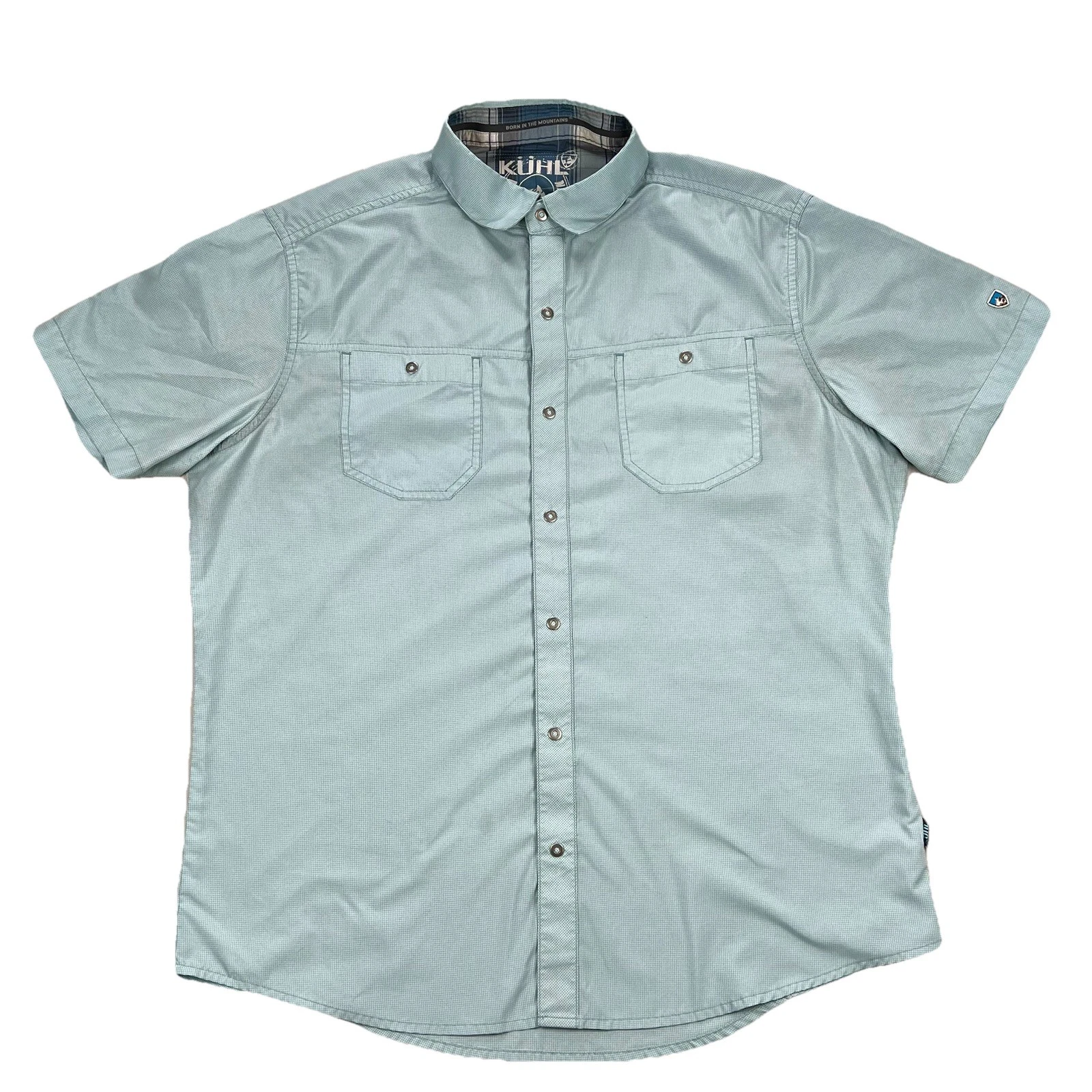 Kuhl Stealth Shirt Men’s Large Short Sleeve Micro Check Outdoors Hiking Blue
Opens in a new window o