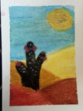 Original Abstract Landscape Oil Pastels 2.5x3.5in Mini Art ACEO/ ATC Card