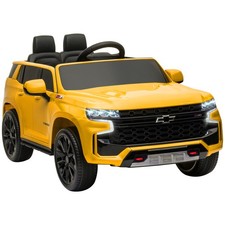 Licensed 12V Kids Ride On Car with Remote Control  Lights, 4-Wheeler Yellow