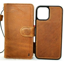 Genuine Leather Case for Iphone 15 16 17 Pro Max Plus Wallet Removable Handcraft