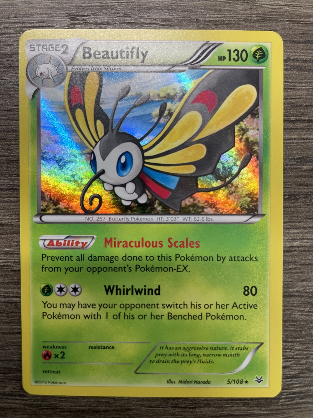 Pokémon TCG Beautifly Roaring Skies Holo Rare Card 5/108 NM Condition