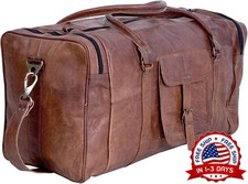 Bolsas de lona de cuero vintage de 21 pulgadas para viajes, gimnasios y deportes