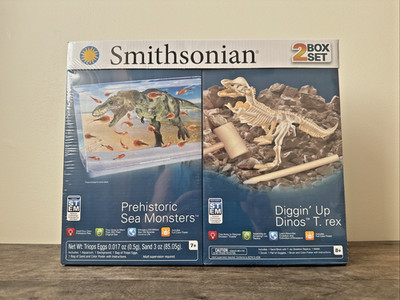 Smithsonian 2 Box Set Prehistoric Sea Monsters & Diggin' Up Dinos T. Rex NEW