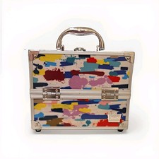 Caboodles Adored 4 Tray Makeup Train Case Paint Brush Stroke WITH 2 KEYS