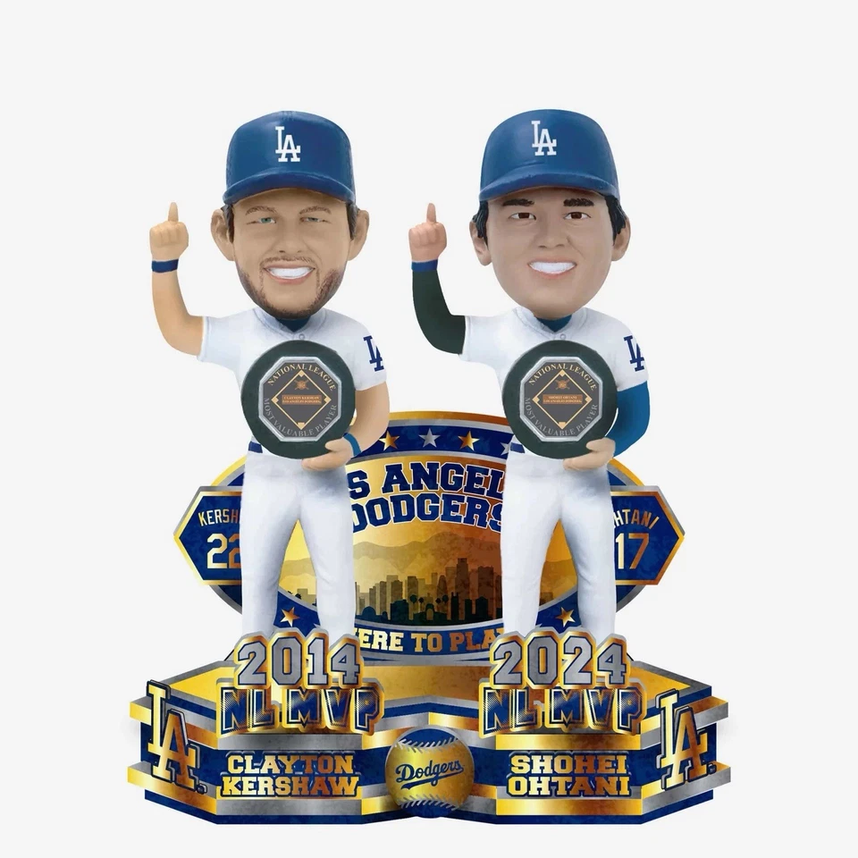 Clayton Kershaw & Shohei Ohtani LA Dodgers NL MVP Bobblemate Bobblehead FOCO NUEVO Foto 2 de 3