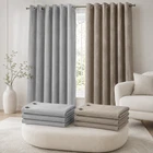 Velvet Chenille Dimout Eyelet Curtains Ready Made Pair
