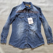 Wrangler Western Shirt Size M Blue Cotton Denim NWT