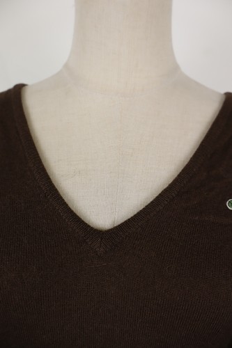 LACOSTE DAMEN PULLOVER GR. 42 WOMAN CASUAL SWEATER VINTAGE WOLLE BRAUN - Bild 4 von 12