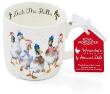  14 Oz Duck The Halls Christmas Mug with Duck Design - Fine Bone China Modern