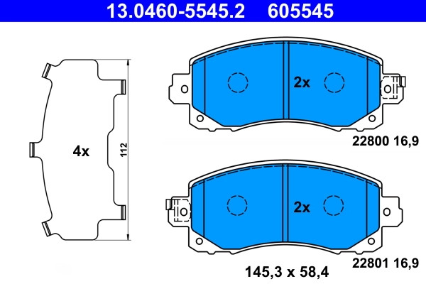 Plaquettes de frein ATE 13.0460-5545.2 pour stopper les sifflements et l'usure des disques