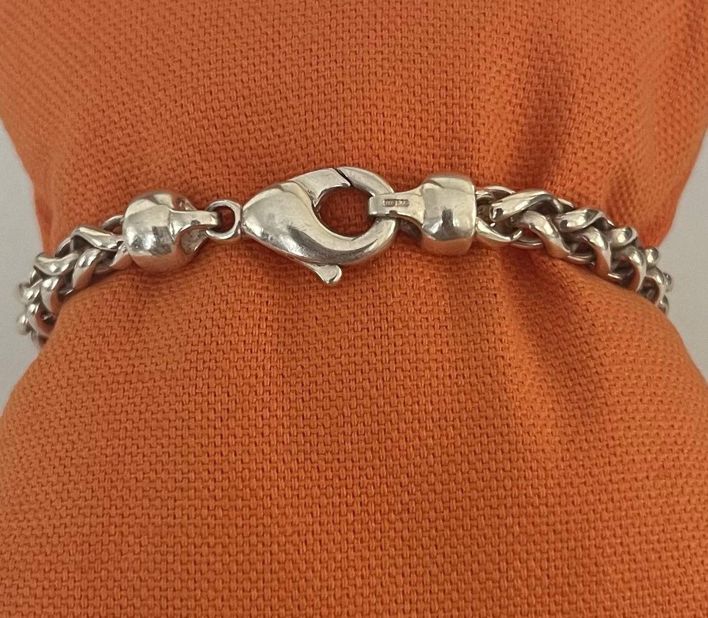 Vintage Sterling Silver solid  chain Bracelet  6.5 - image 1