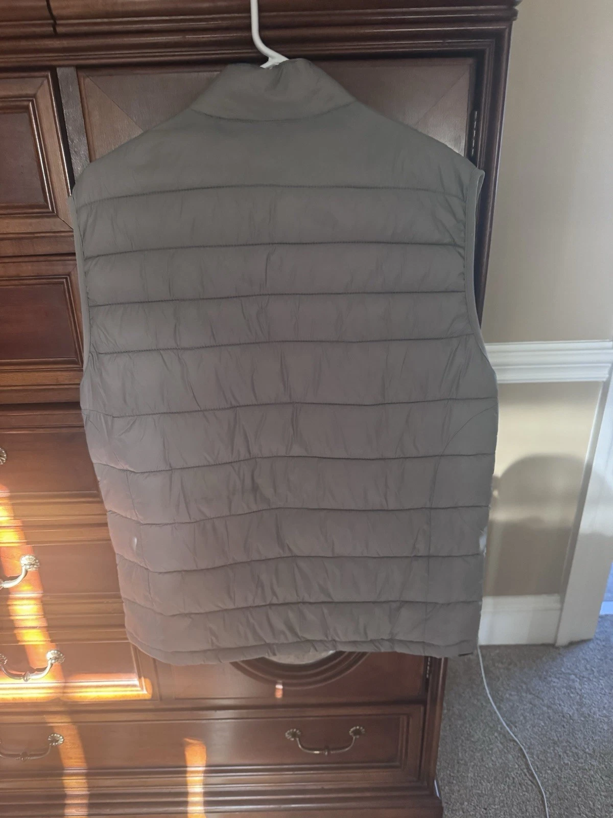 Johnnie-O Mens Hudson Vest Medium Light Gray Full Zip Sleeveless Puffer Nylon image 12