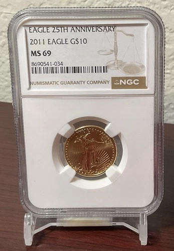 United States 2011 $10 American Gold Eagle 1/4 Ounce Coin NGC MS69  Slab.