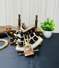 Antiker nautischer Sextant aus Messing 5 Zoll mit zwei Teleskopen & Box