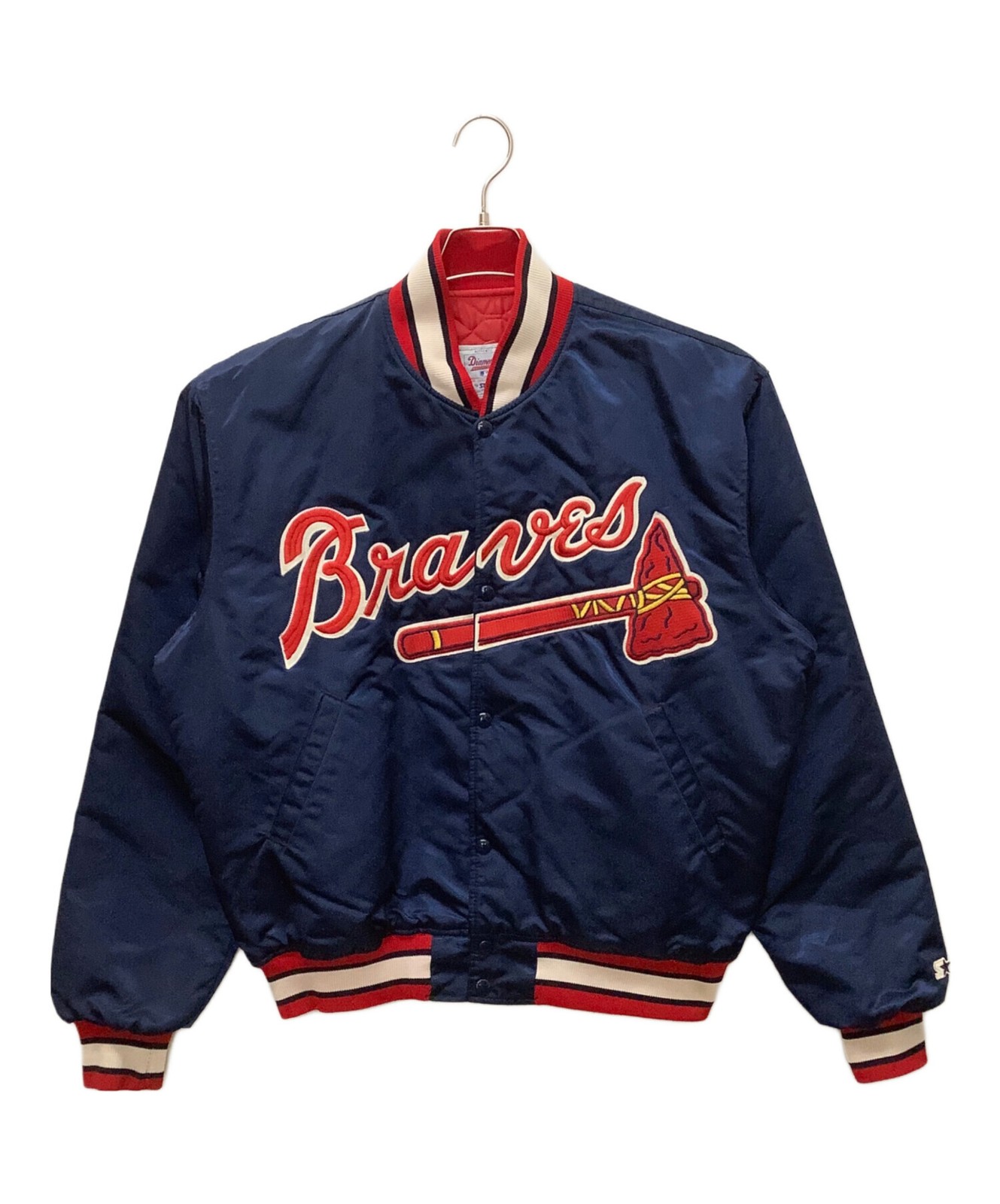 Vintage 90s Atlanta Braves MLB Starter varsity jacket navy red XL men