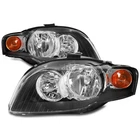 FOR 2005-2008 AUDI A4 QUATTRO S4 B7 BLACK HALOGEN HEADLIGHTS HEADLAMPS NEW PAIR