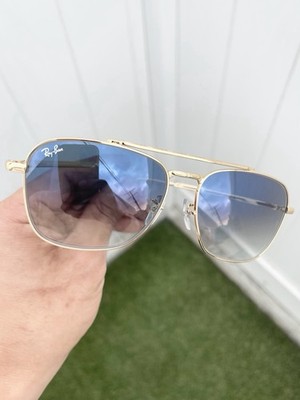 New Ray Ban New Caravan RB3636 3636 Gold Blue Lens Size 58/14