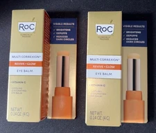 RoC Multi Correxion Revive + Glow Eye Balm- 0.14 oz (4g) 2 Pack! NIB