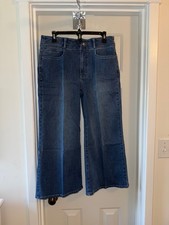 NYDJ Cool Embrace Wide Leg Denim Crop Jeans COMPASS sz 8 TALL