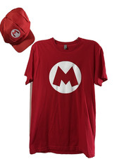 Super Mario Brothers Adult Size M T-Shirt And Matching Cap/Casual Wear/Halloween