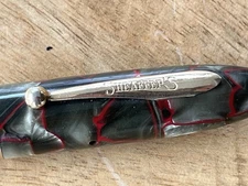 Sheaffer Balance 500 “Milady” Fountain Pen Red Veined Grey Marbled Pearl Gold 30