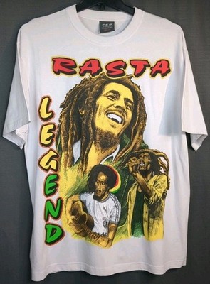 VTG Bob Marley Reggae Rasta Legend Mens XL Glitter Big Print 90s Pro Power Y2K 