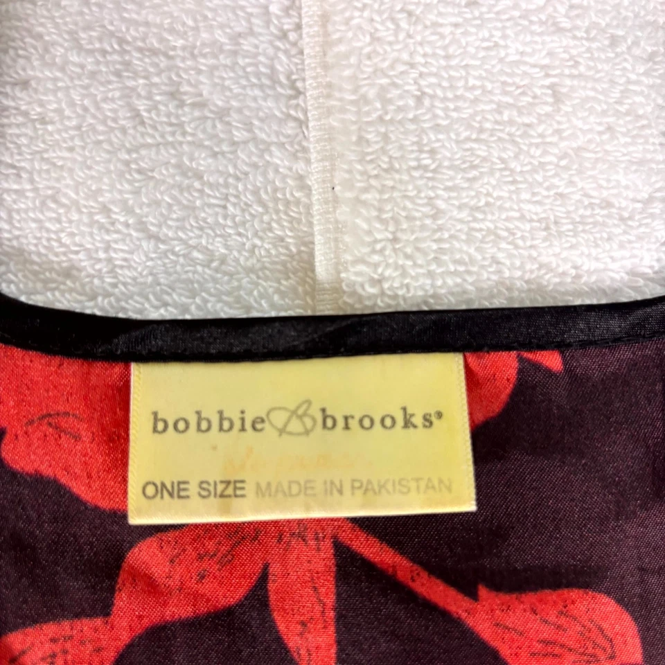 复古 Bobbie Brooks 缎面长衫女式均码红色花卉睡衣领带腰 Y2K — 第 3/4 张图片