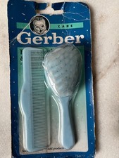 Vintage Gerber Care Baby Brush  Fine Tooth Comb Soft Nylon Bristles Set ..