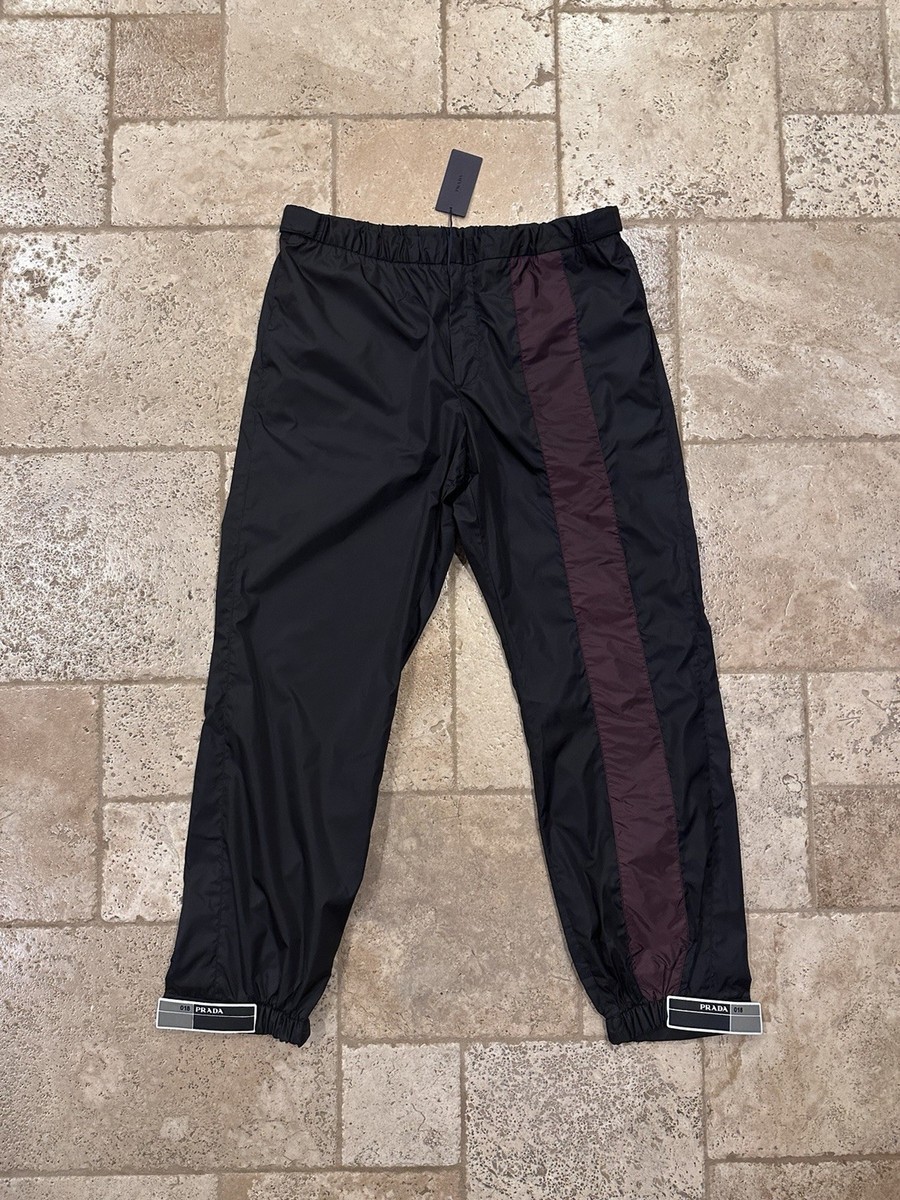 Prada SS18 Nylon Garbardine Logo Black Striped Track Pants | eBay