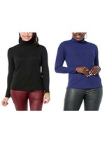 IMAN Global Chic Women's 2-pack Ribbed Turtleneck Sweater Blue/Black