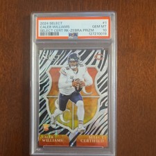 2024 Panini Select Certified Rookies Caleb Williams #1 Zebra Prizm PSA 10 Bears